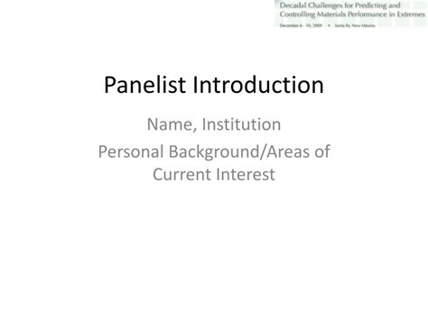 Image result for Panelist Introduction