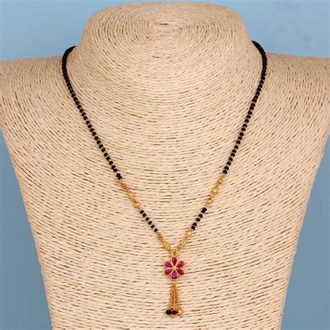 Mahi Adorable Mangalsutra / Tanmaniya with Black Beaded Chain and Crys ...