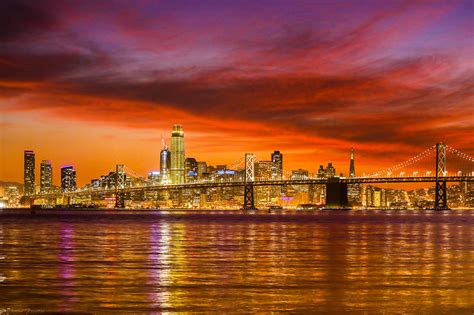 Desktop Wallpapers San Francisco USA Bridges sunrise and sunset