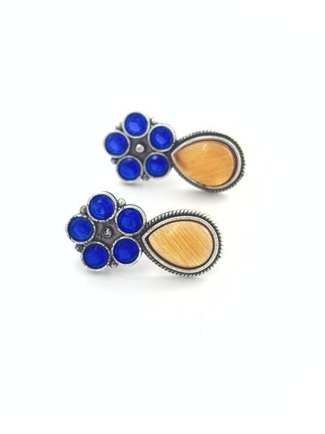 Orange oxidised german silver studs – Astikya