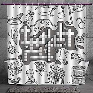 Funky Shower Curtain 2.0 [ Word Search Puzzle,Colorless Pirates Themed ...