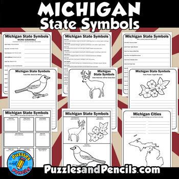 Michigan State Symbols Research Activity Pack | 10 FUN Worksheets