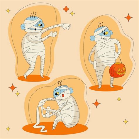 Coleção de múmias planas de halloween | Vetor Grátis