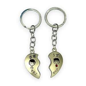 AUGEN Premium Couple Best Friend Stainless Steel Keychain Metal For ...