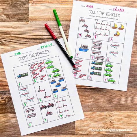 Transportation Counting Worksheet 的图像结果