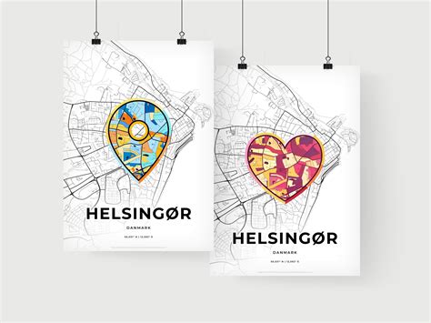 Helsingør Denmark, Minimal Art Map With A Colorful Icon – HEBSTREIT