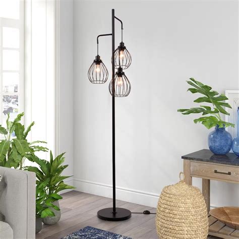 KPIBEST 3-light modern black floor lamp, 71-inch high pole standing ...