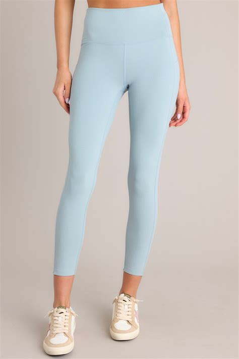 Light Blue Leggings -Athleisure Bottoms | Red Dress