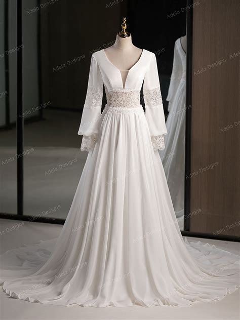 A-line Chiffon Wedding Dress – Adela Designs