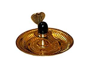 BANSIGOODS Black Shaligram Shiva Ling/Shivling with Brass Jalahari Yoni ...