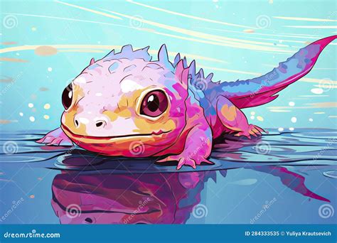Cute Axolotl. Pop Art Illustration Stock Illustration - Illustration of ...