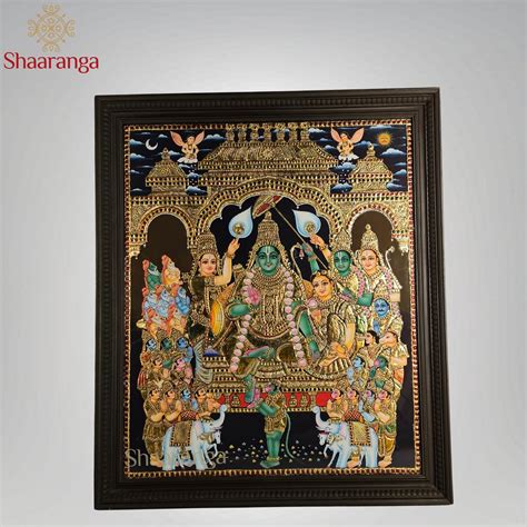 34x40 Inches Rama Pattabhishekam Tanjore Painting | 22K Gold Work ...
