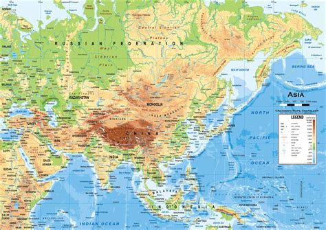 Map of asia mountains