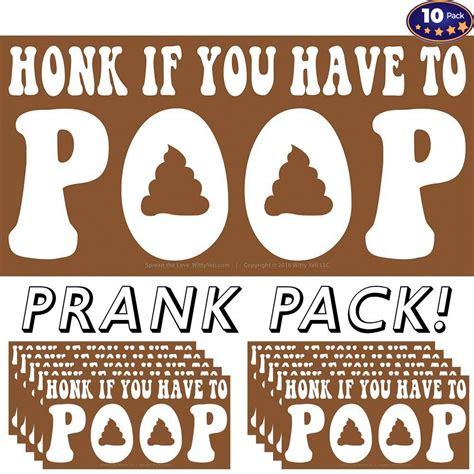 Buy Witty Yeti Honk If You Have to Poop Prank Bumper Sticker 10 Pack ...