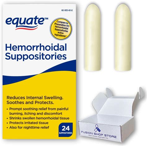 Amazon.com: Equate Hemorrhoidal Suppositories - 24 Count, Relief from Day and Night Discomfort ...