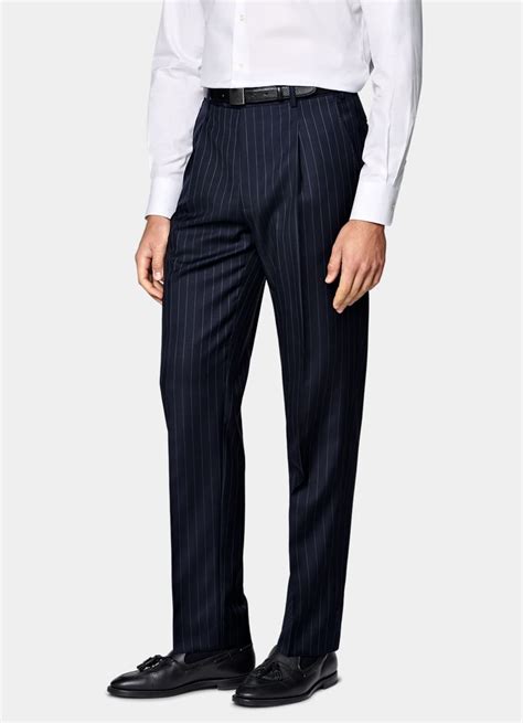Navy Striped Tailored Fit Havana Suit in Pure S110's Wool | SUITSUPPLY