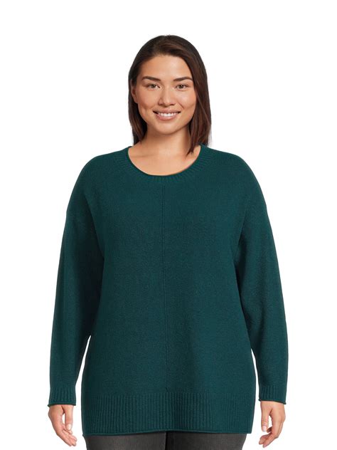 Terra & Sky Women's Plus Size Pullover Sweater with Center Seam ...