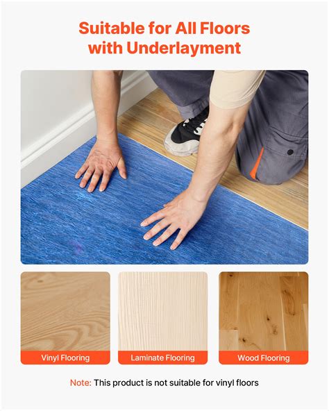 VEVOR Floor Underlayment 400 sq. ft, 3mm Laminate Flooring Padding with ...