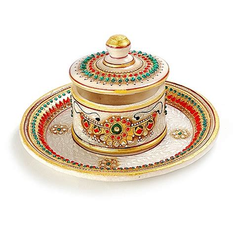 Buy Aapno Rajasthan Marvel in Marble Tray with Utility Container (15.24 ...