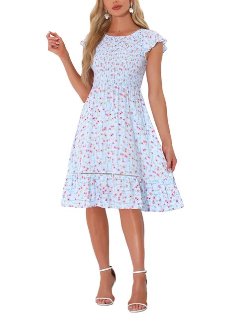 MODA NOVA Juniors Summer Sundresses Floral Smocked Fit and Flare Midi ...