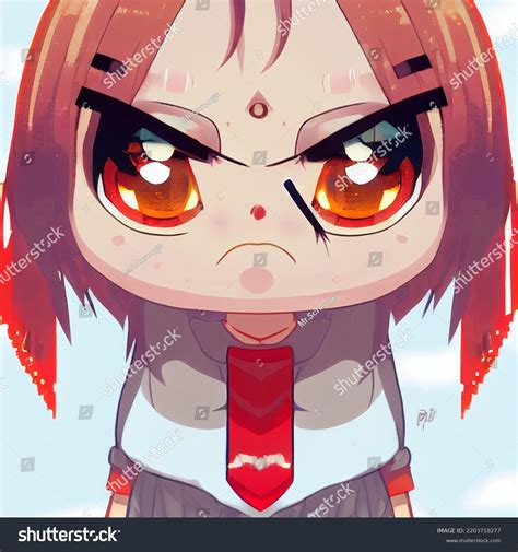 Angry Chibi Anime Girl Portrait Stock Illustration 2203718277 ...