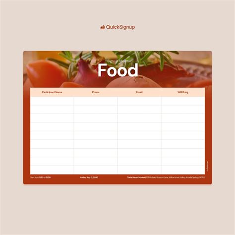 3 Great Food Sign Up Sheet Templates [Online + Word, PDF]