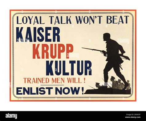 Vintage WW1 PROPAGANDA 1914 “Loyal talk won't beat Kaiser Krupp Kulture ...