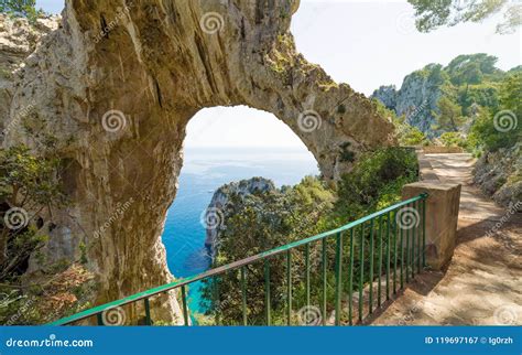 Arco Naturale is Natural Arch on Coast of Island of Capri, Italy Stock ...