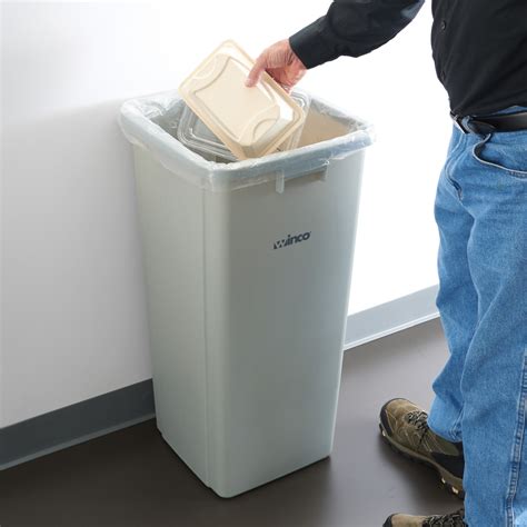 PTCS-23G - Tall Square Trash Can - 23 Gallon, Gray – Winco