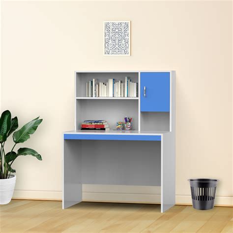 The Nector Study Table with Storage - Frosty White and HongKong Blue ...