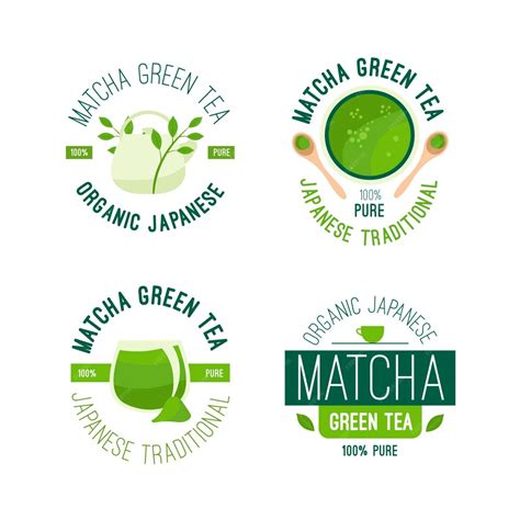 Matcha Tee Abzeichen Sammlung Design | Kostenlose Vektor