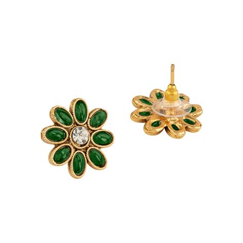 Teejh Ishanya Gold Finish Green Necklace Set