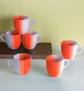 Classyo Tea Cups Set of 6 Microwave and Dishwasher Safe, Capacity ...