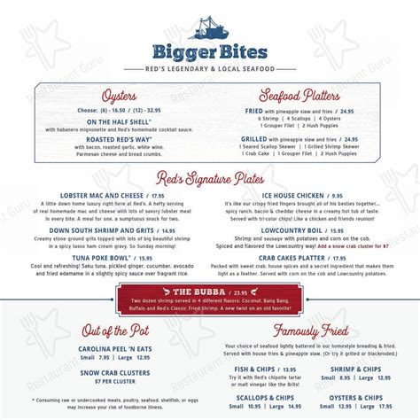 Menu at Red's Ice House pub & bar, Mount Pleasant, 98 Church St