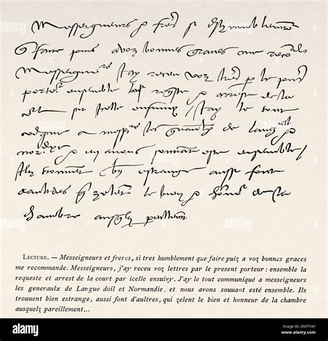 15th century handwriting, from an original letter taken from a ...