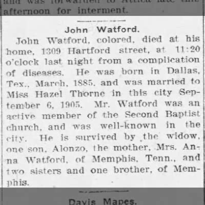 Obituary for John Watford Published Lafayette Journal & Courier Wed ...