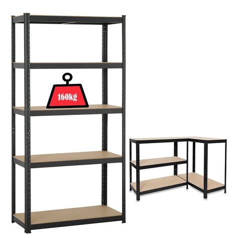 29.5 x 11.8 x 66in Black Utility Shelving Unit, 5-Tier Adjustable ...