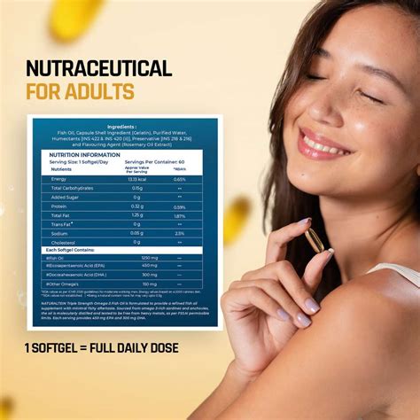 NATURALTEIN Triple Strength Omega-3 1250mg |450mg EPA & 300mg DHA ...