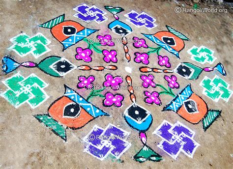 Swastik or swastika kolam designs gallery