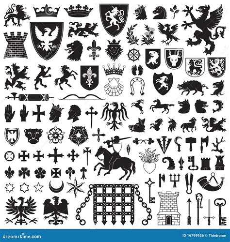 Heraldic Symbols and Elements Stock Vector - Illustration of crown ...