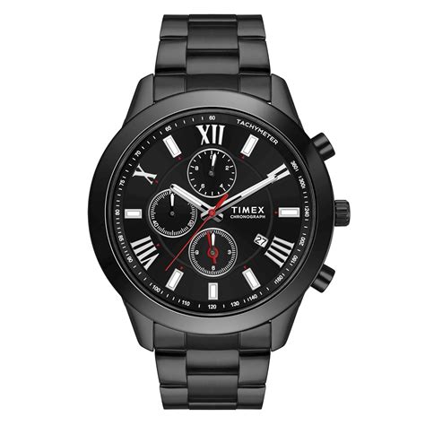 TIMEX Analog Watch for Man with Black Round Dial & Black Stainless ...