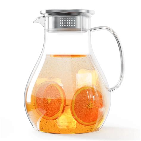 Glass Water Pitcher With Lid: Drink Pitcher, 63oz Tea Pitcher For ...