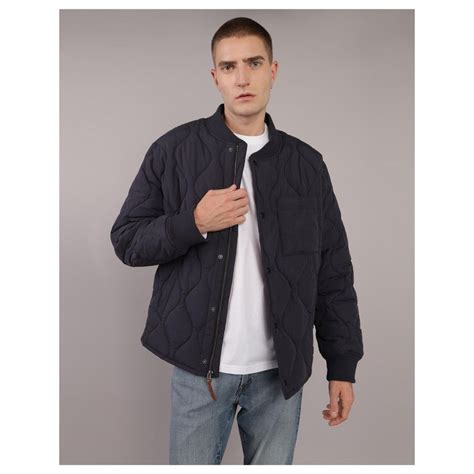 Buy American Eagle Men Blue Quilted Bomber Jacket Online