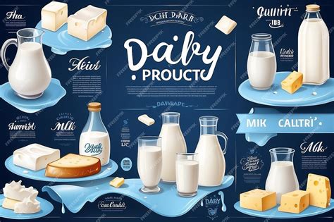 Dairy poster Milk products ads placard decent vector template | Premium ...
