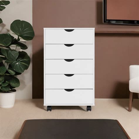 Latitude Run® 5 Drawer file cabinet for office, Stylish Tall Rolling ...