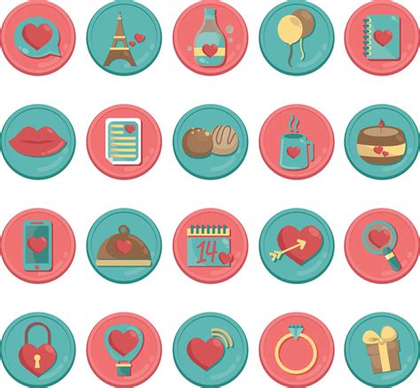Valentine day icon set 20486444 Vector Art at Vecteezy