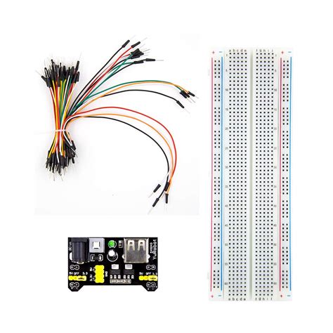 MB102 830 Point Solderless Breadboard,Power Supply Module 3.3V 5V,65Pcs ...