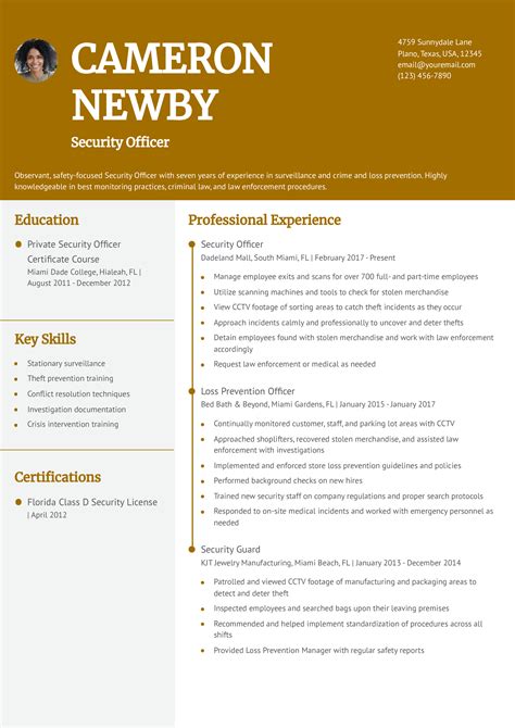 Best Security Officer Resume Examples and Templates for 2025 - ResumeBuilder.com