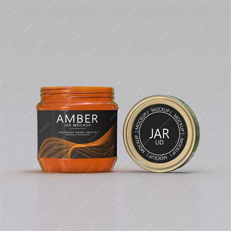 Premium PSD | Glass jar label with lid mockup
