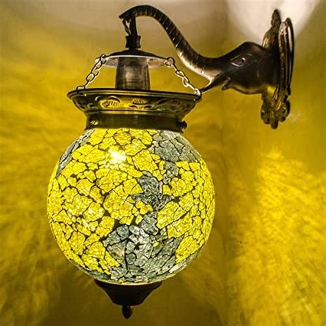 DEVBEADS Yellow Tuffan Mosaic Glass Globe Decorative Elephant Bracket ...